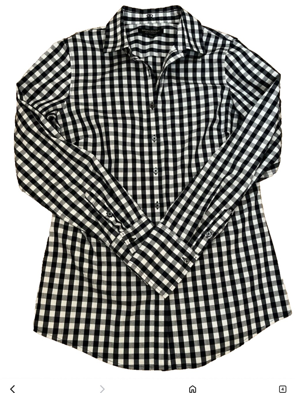Banana Republic Black White Check Button-Down Shirt NWOT SZ 8 cottagecore casual